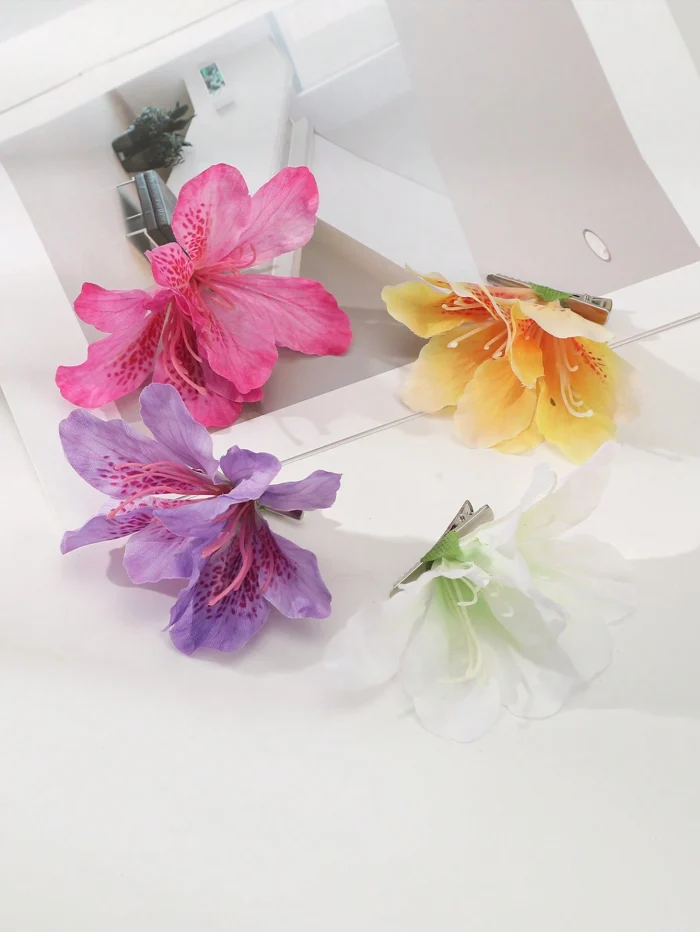 1pc Bohemian Style Artificial Flower Hair Clip Yellow 4740A - Image 2