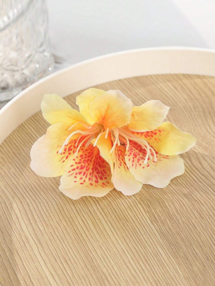 1pc Bohemian Style Artificial Flower Hair Clip Yellow 4740A