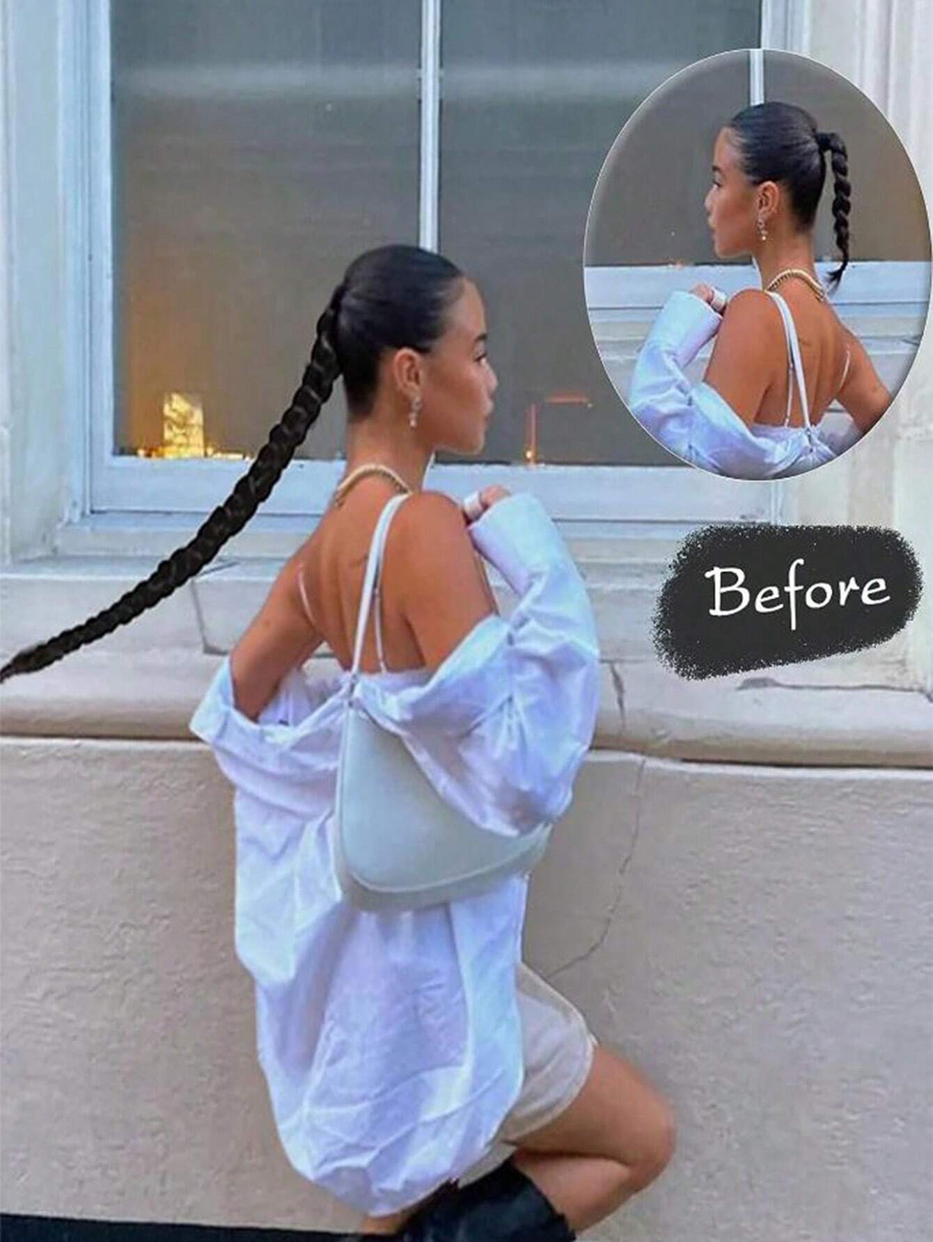 32inch Long Braided Ponytail Band Headband Straight Wrap Hair Extensions Ponytail Natural Soft Synthetic Hair - Image 5