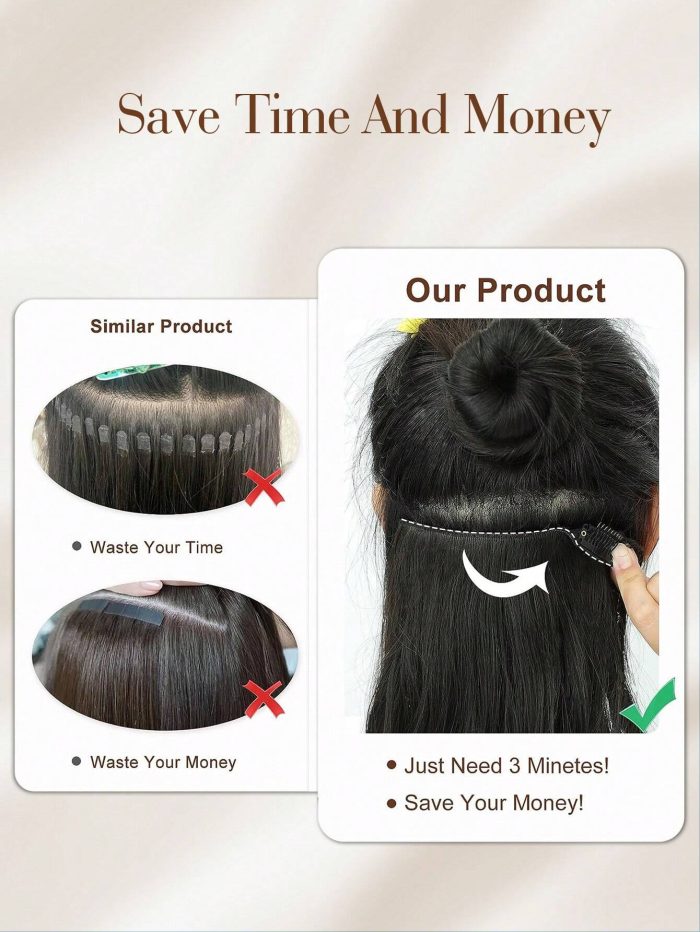 4Pcs Clip in Hair Extensions Clip in Long Wavy Extensions Thick Long Hairpieces for Women Full Head 20 Inch Dark Brown with Auburn Brown Highlights - Image 6