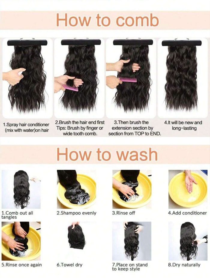 4Pcs Clip in Hair Extensions Clip in Long Wavy Extensions Thick Long Hairpieces for Women Full Head 20 Inch Dark Brown with Auburn Brown Highlights - Image 9