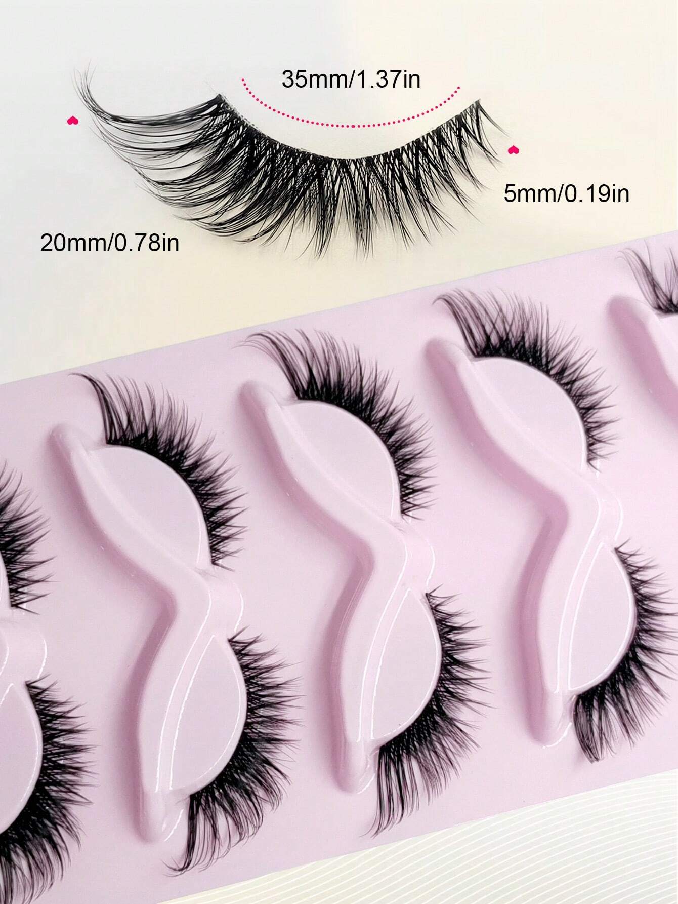 5 Pairs Cat Eye Faux Mink Eyelashes Clear Band Lashes Natural Look - Image 3