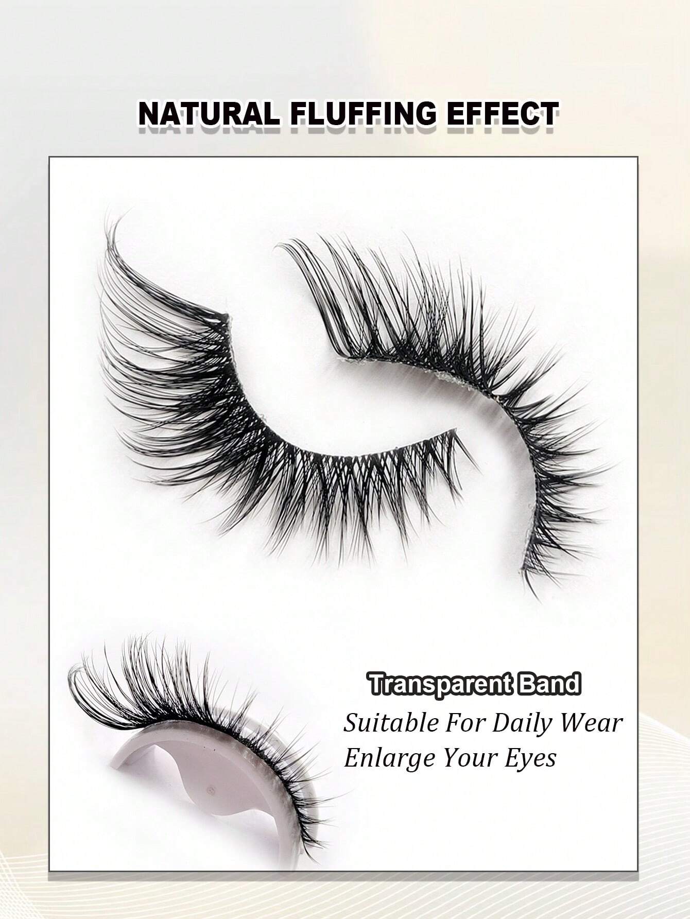 5 Pairs Cat Eye Faux Mink Eyelashes Clear Band Lashes Natural Look - Image 4