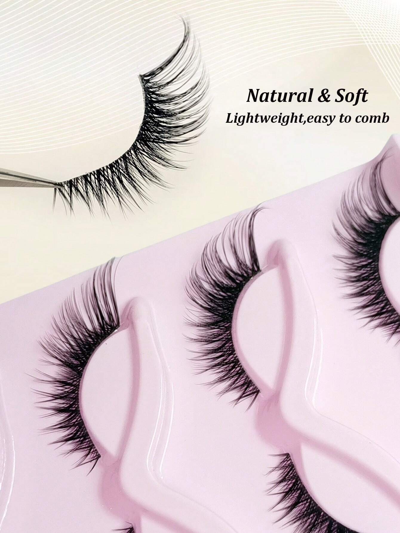 5 Pairs Cat Eye Faux Mink Eyelashes Clear Band Lashes Natural Look - Image 6