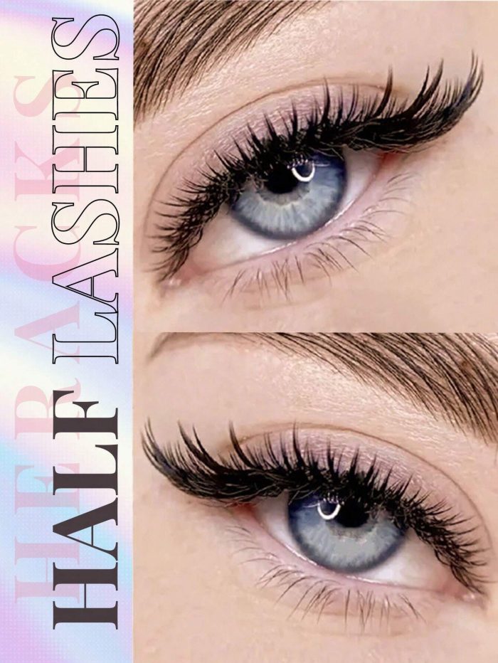 7 Pairs Half Lashes 17mm Cat Eye Tail Elongated Lashes Natural Look 3/4 Corner False Eyelashes Short - Image 2