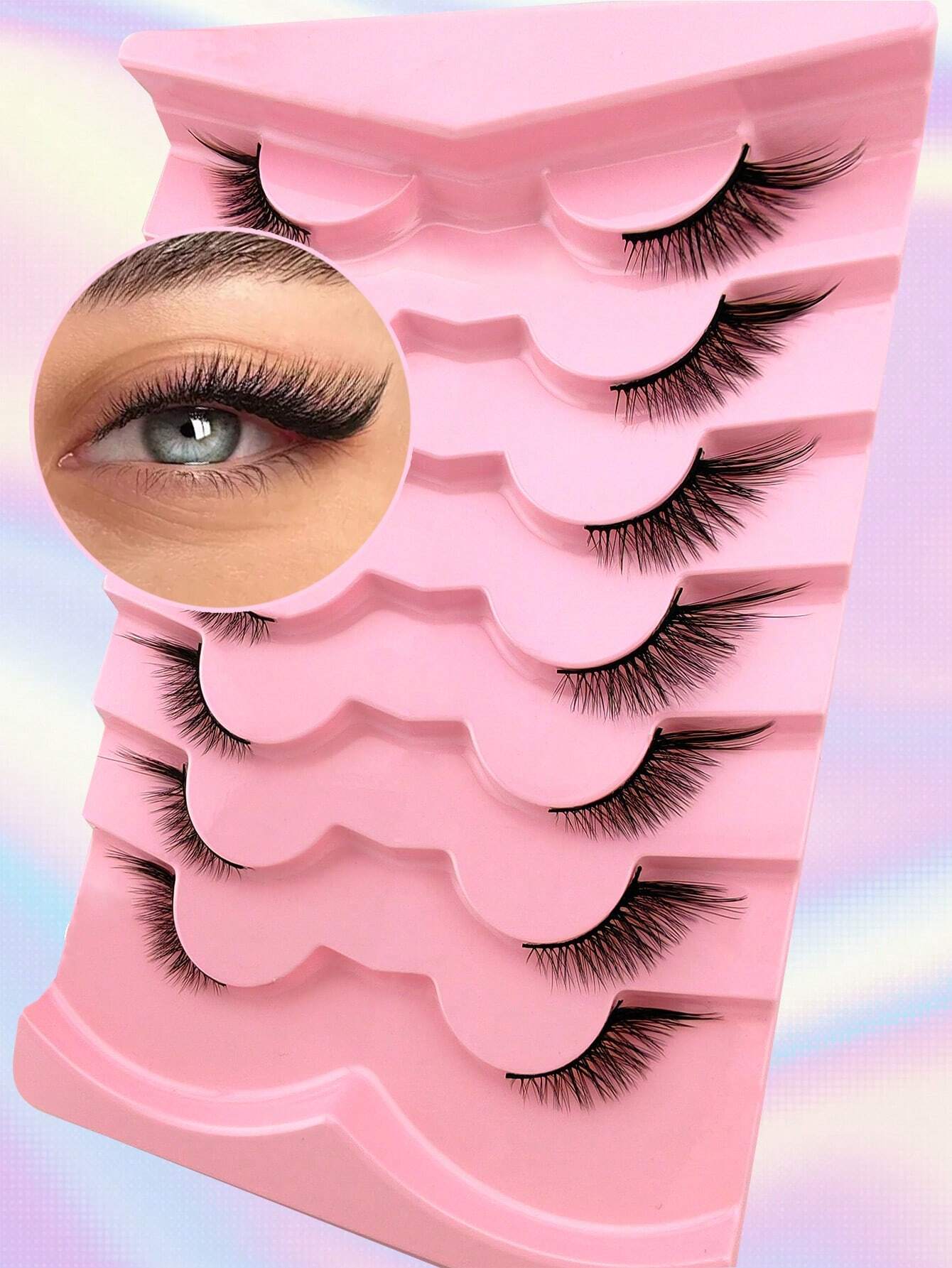 7 Pairs Half Lashes 17mm Cat Eye Tail Elongated Lashes Natural Look 3/4 Corner False Eyelashes Short - Image 4