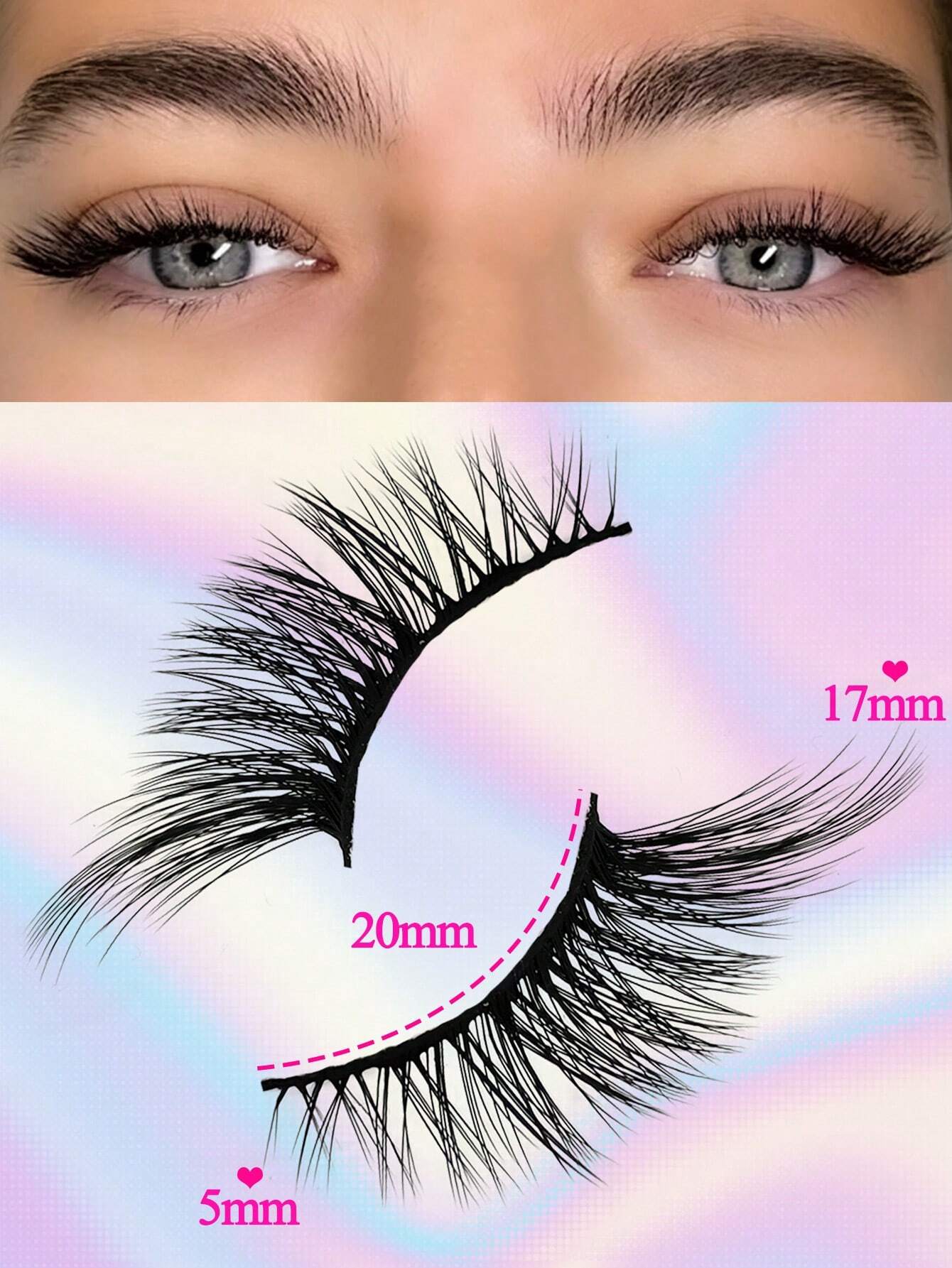 7 Pairs Half Lashes 17mm Cat Eye Tail Elongated Lashes Natural Look 3/4 Corner False Eyelashes Short - Image 5