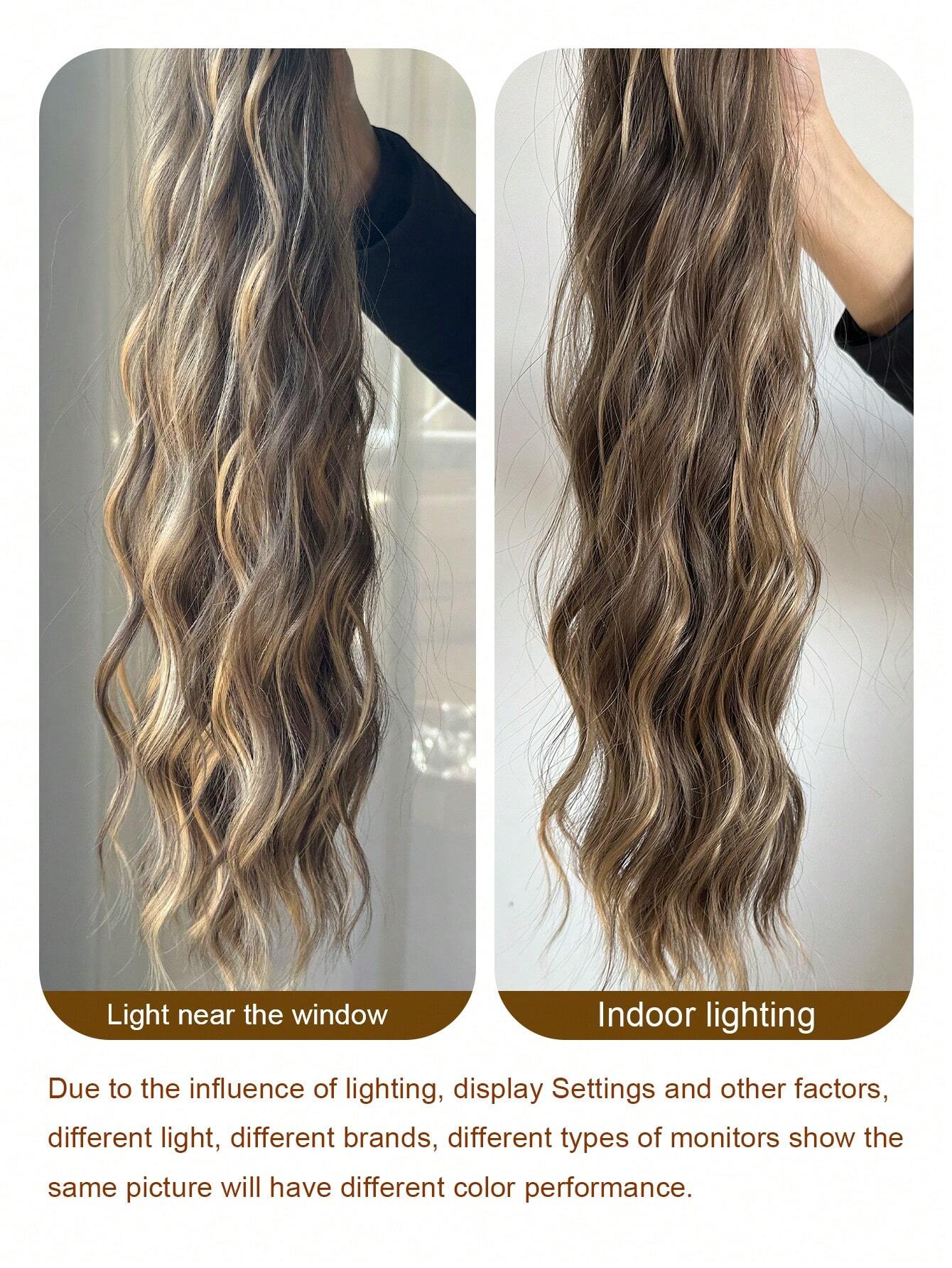 Claw Ponytail Extension 24 inch Dark Brown Water Wave Wavy Curly Clip in Hair Extensions - Image 6