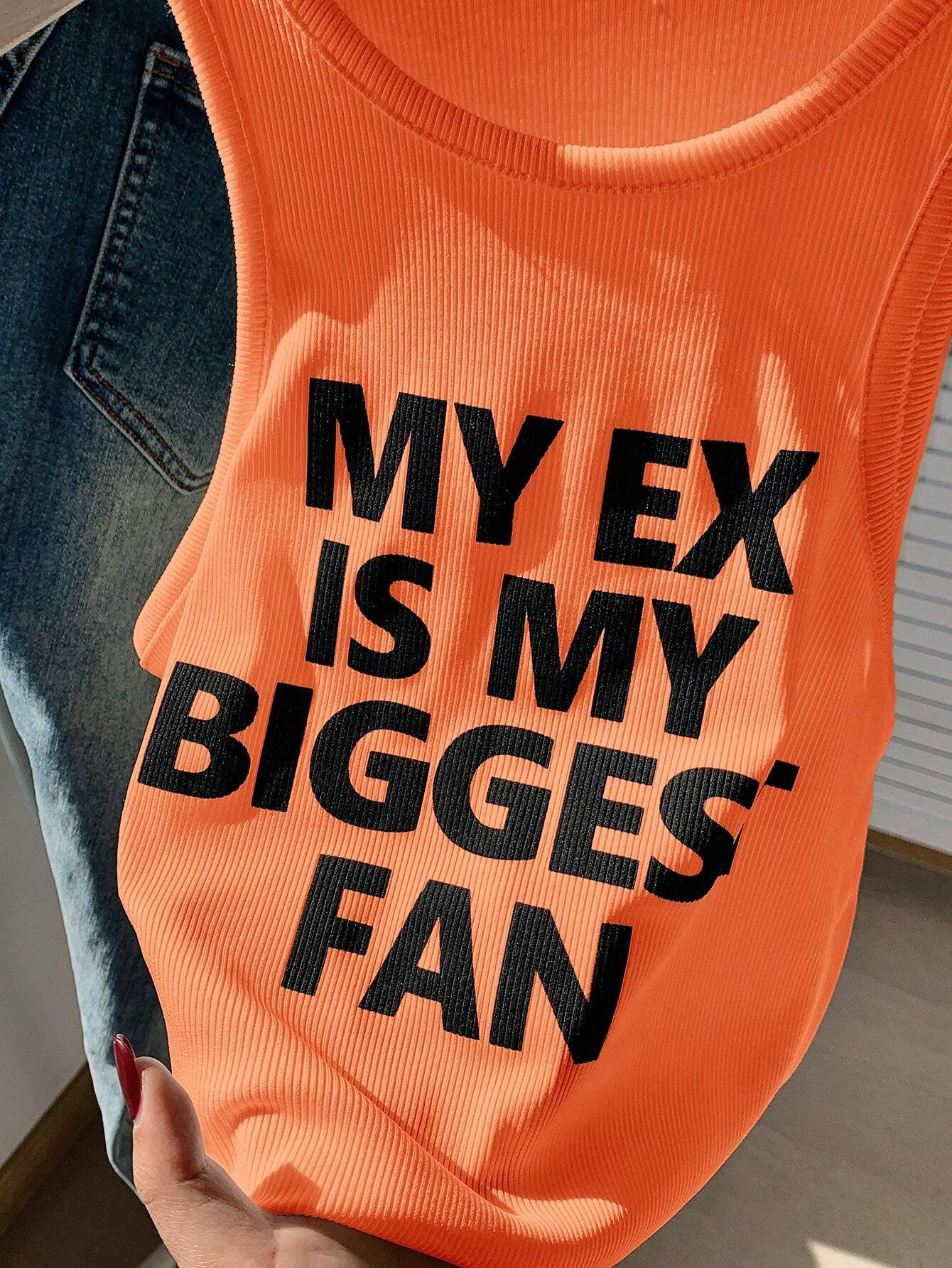 SHEIN EZwear Women Fashion Sleeveless Tank Top With Printed Slogan