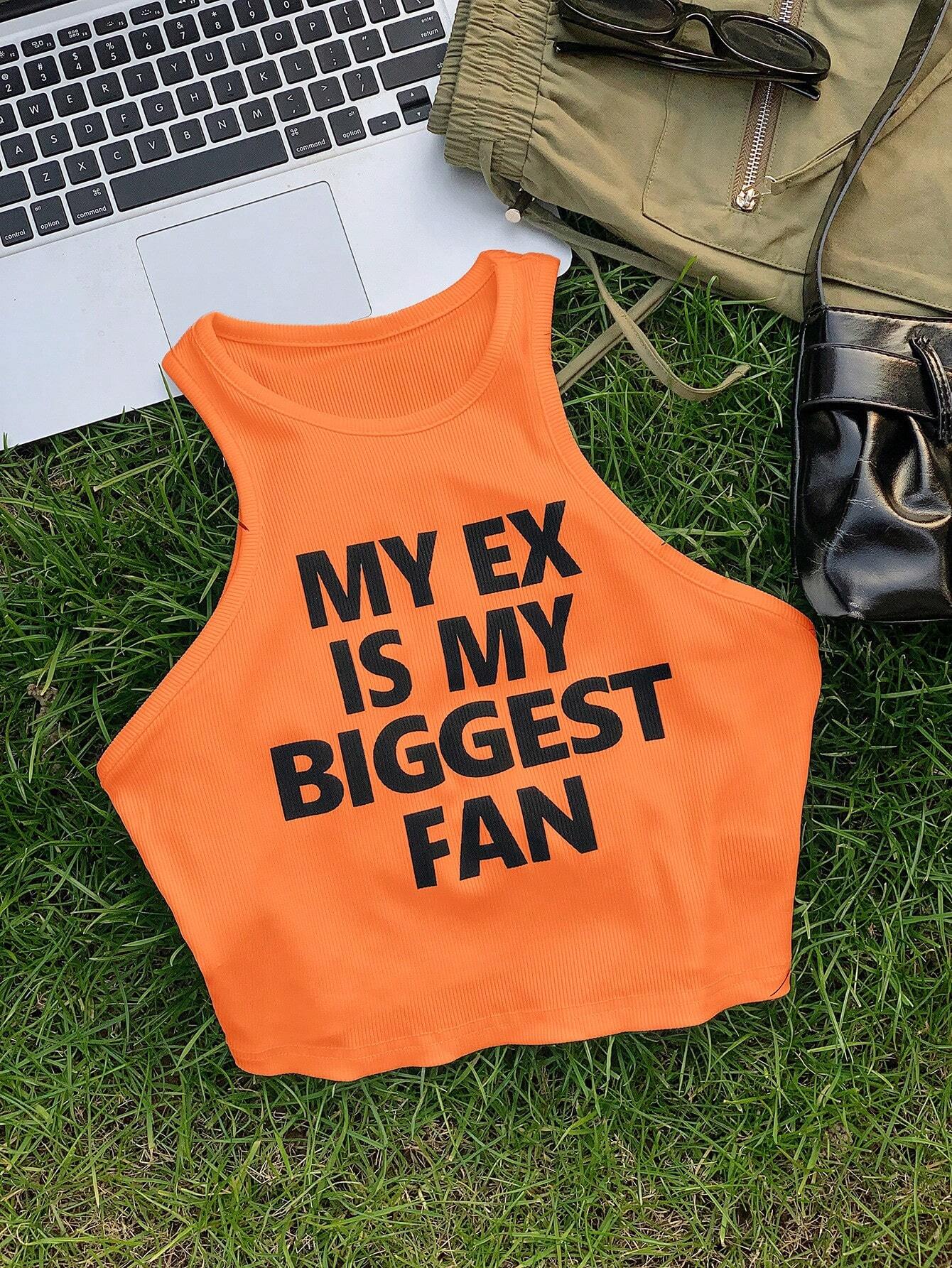 SHEIN EZwear Women Fashion Sleeveless Tank Top With Printed Slogan - Image 4