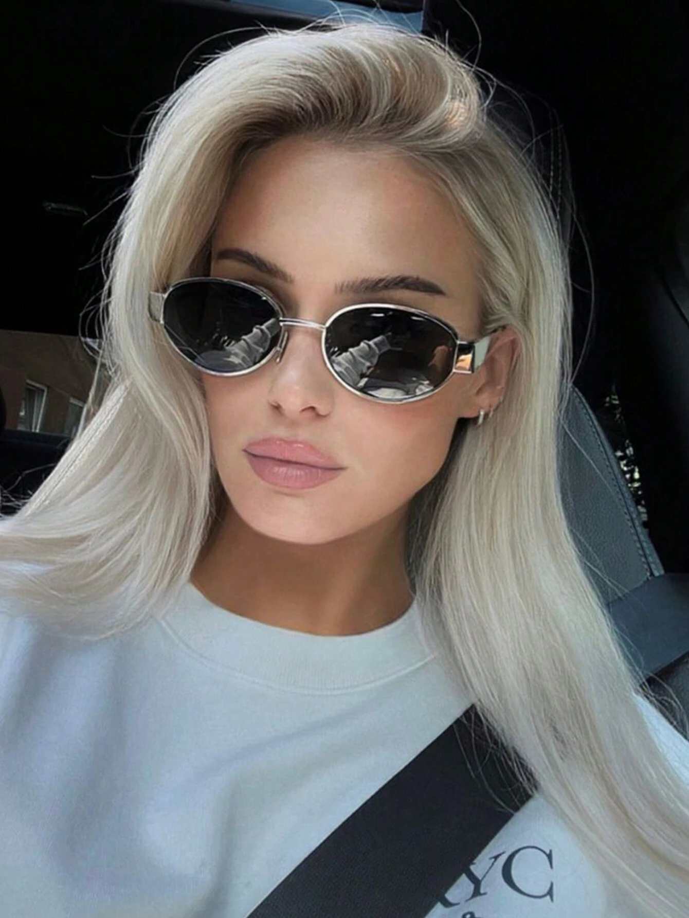 1pc New Women's Metal Frame & Temple Sunglasses, Retro Style, Suitable For Daily Use - Image 2