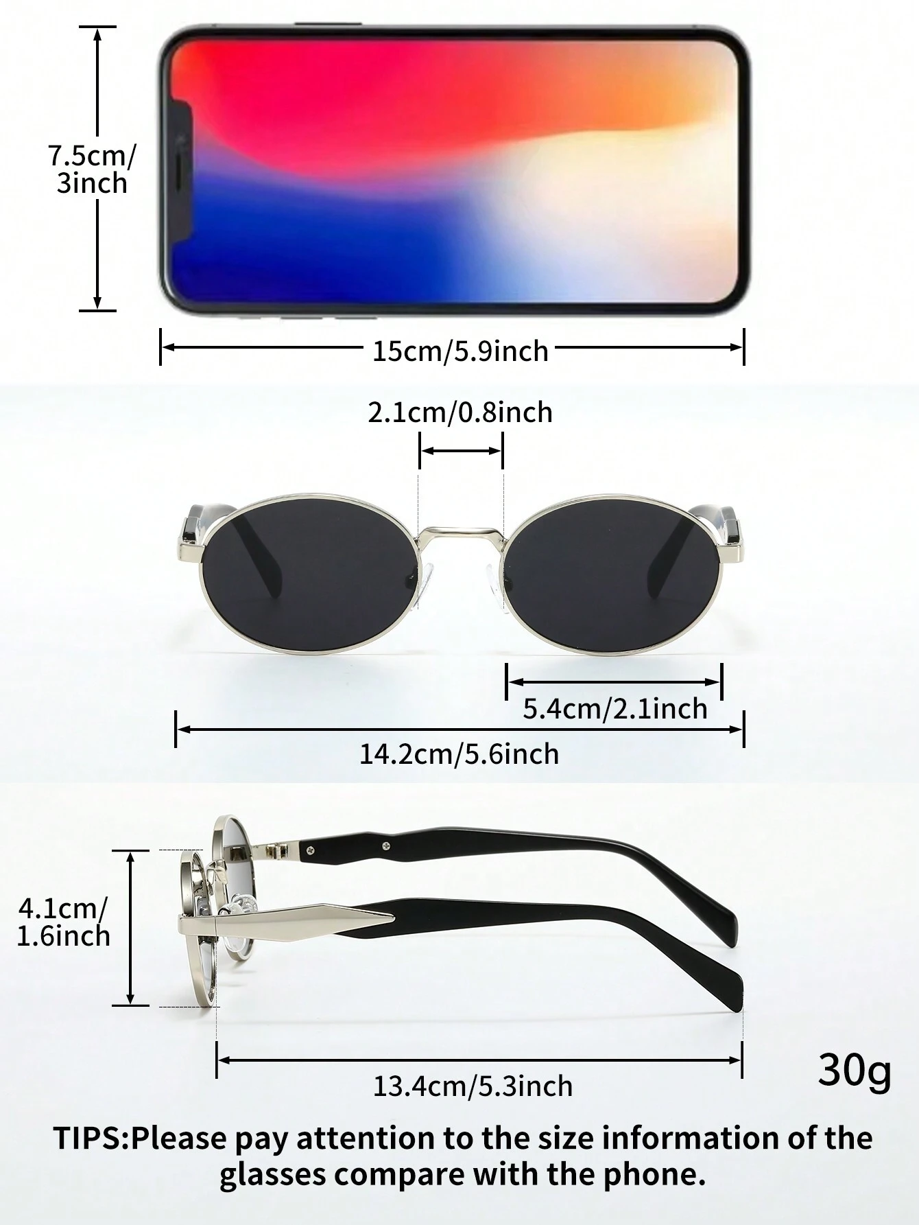 1pc Women's Oval-Shaped Metal Frame High-End Decor Vintage Y2K Punk Style Trendy Fashion Glasses - Image 4