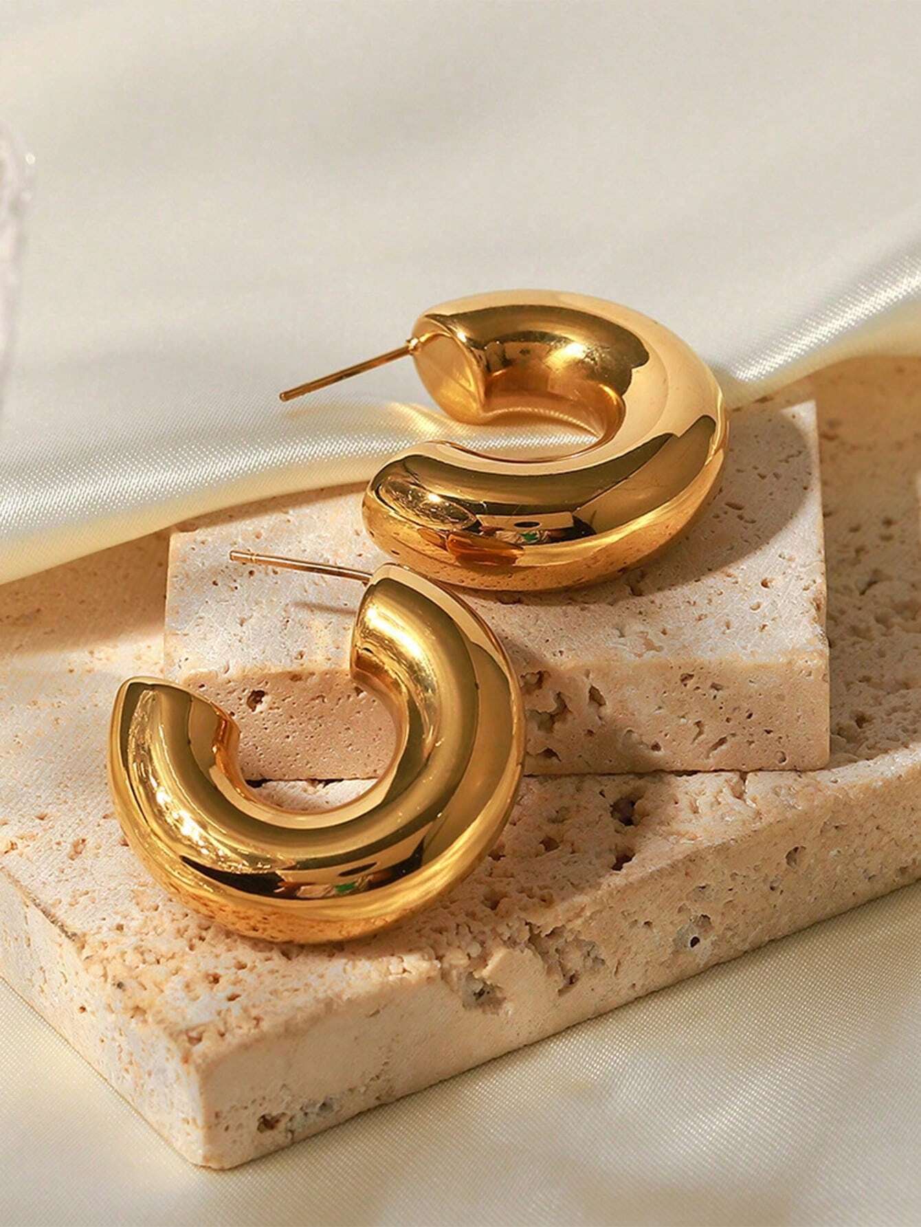 3pairs Fashion Stainless Steel Large & Trendy Jewelry For Women - Image 3