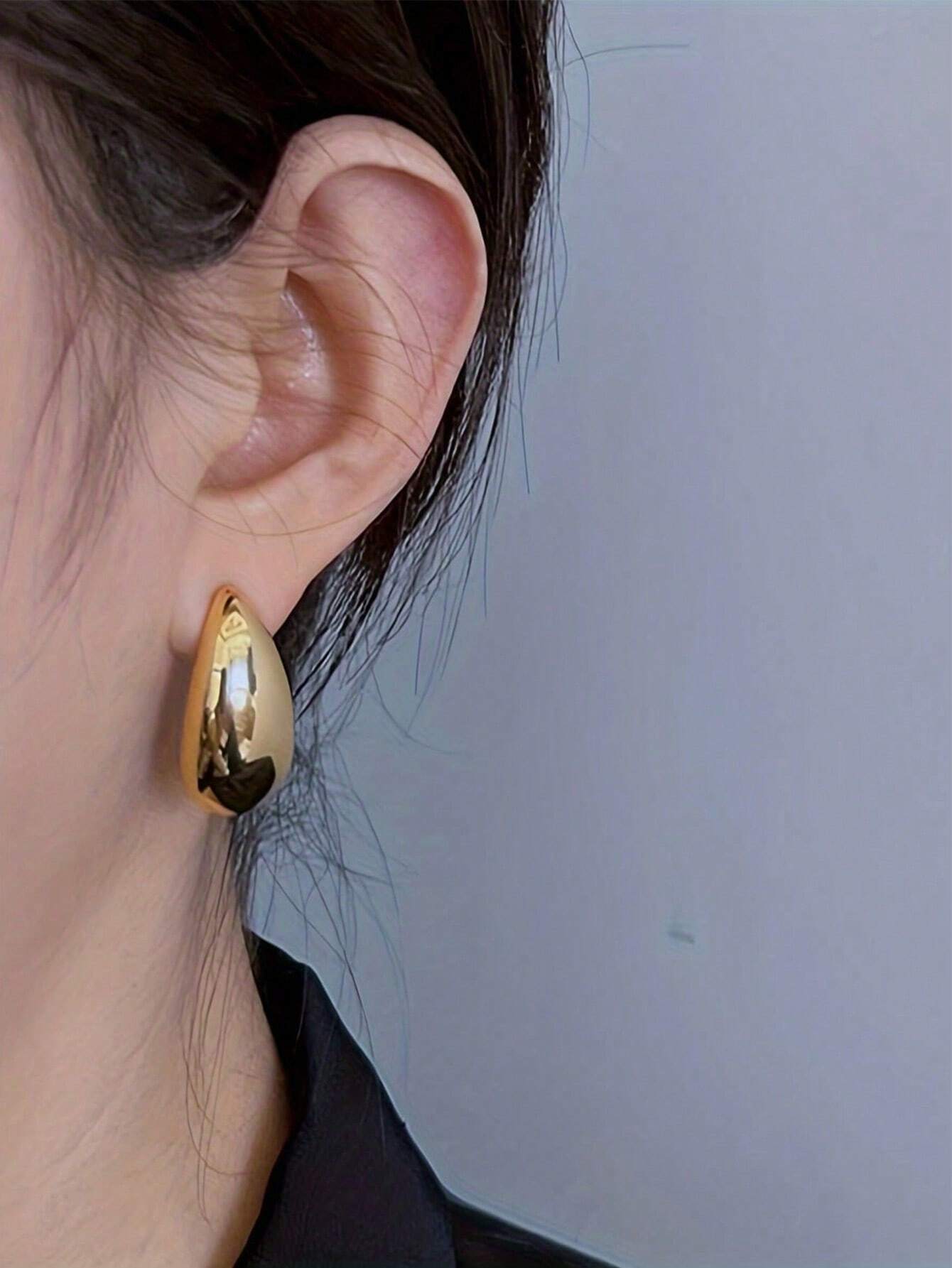 3pairs Fashion Stainless Steel Large & Trendy Jewelry For Women - Image 6