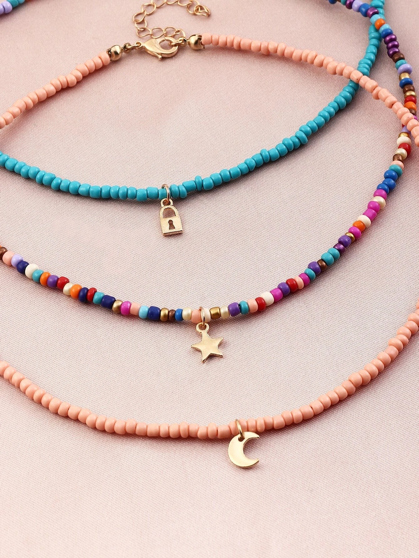 3pcs Bohemian Style Shell & Beads Women's Necklaces Set, Random Color - Image 2
