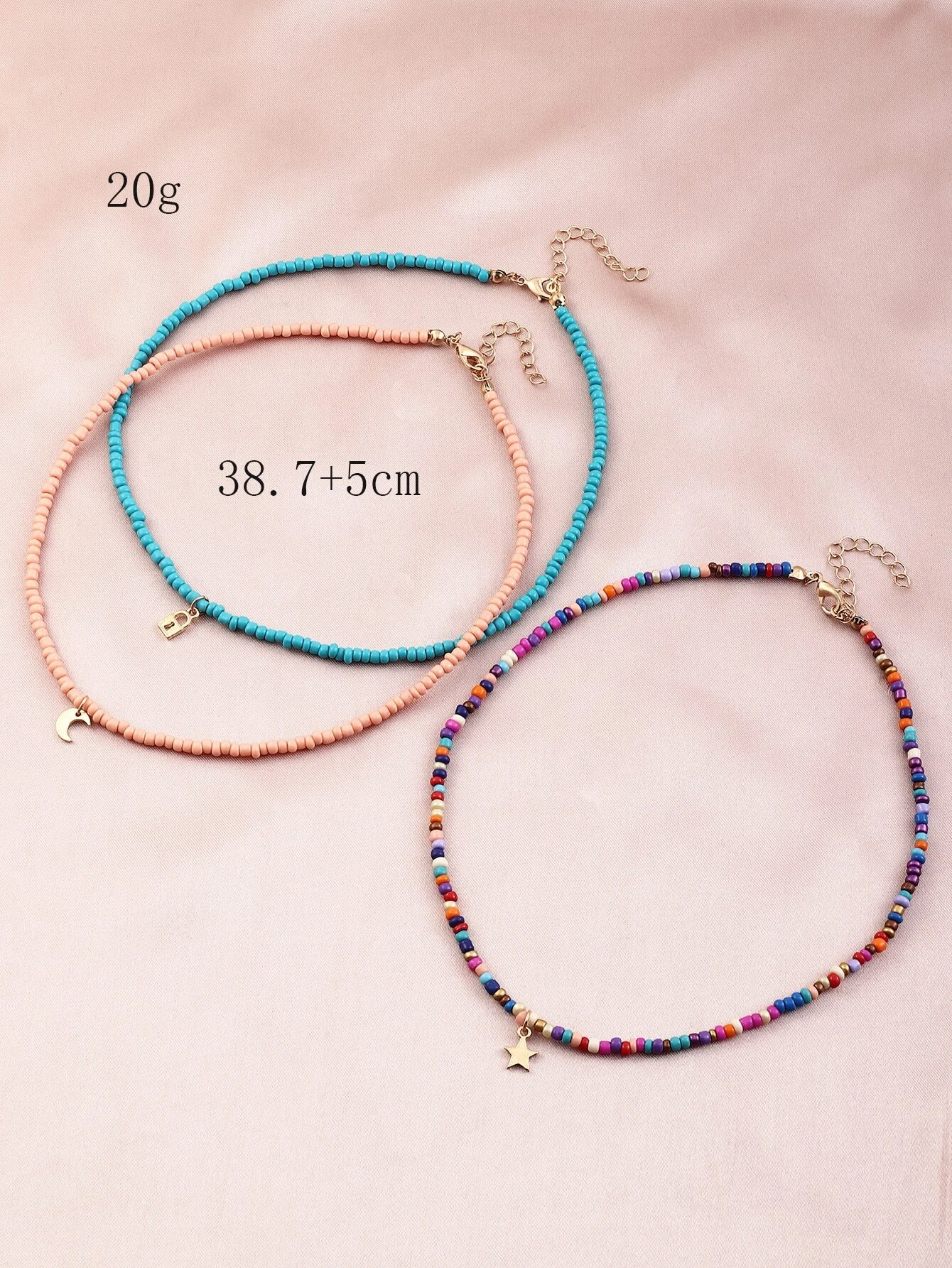 3pcs Bohemian Style Shell & Beads Women's Necklaces Set, Random Color - Image 3