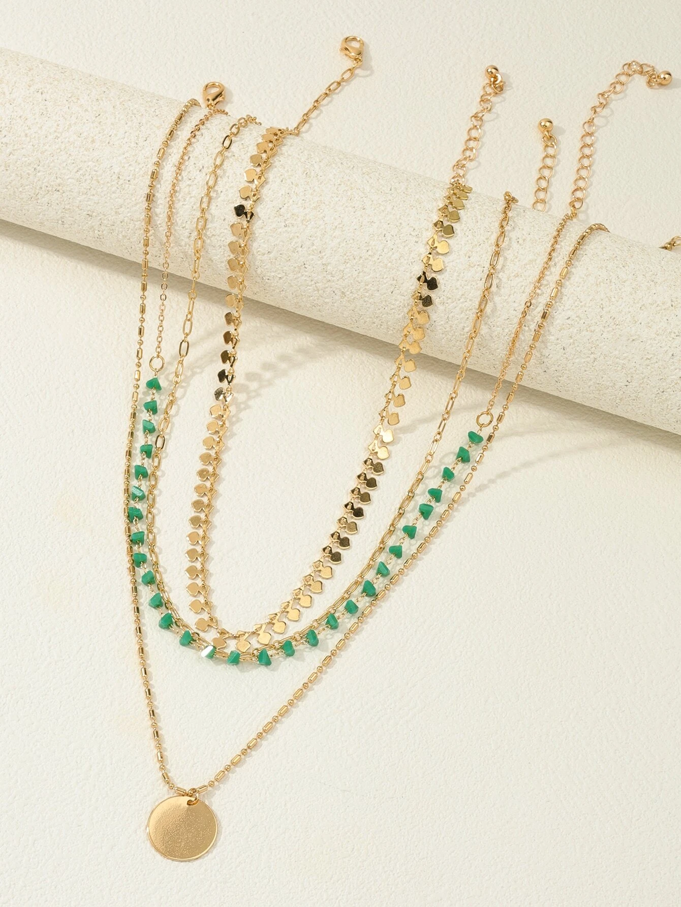 4pcs/set Fashionable Metal Bohemian Style Turquoise Pendant Necklace - Image 2