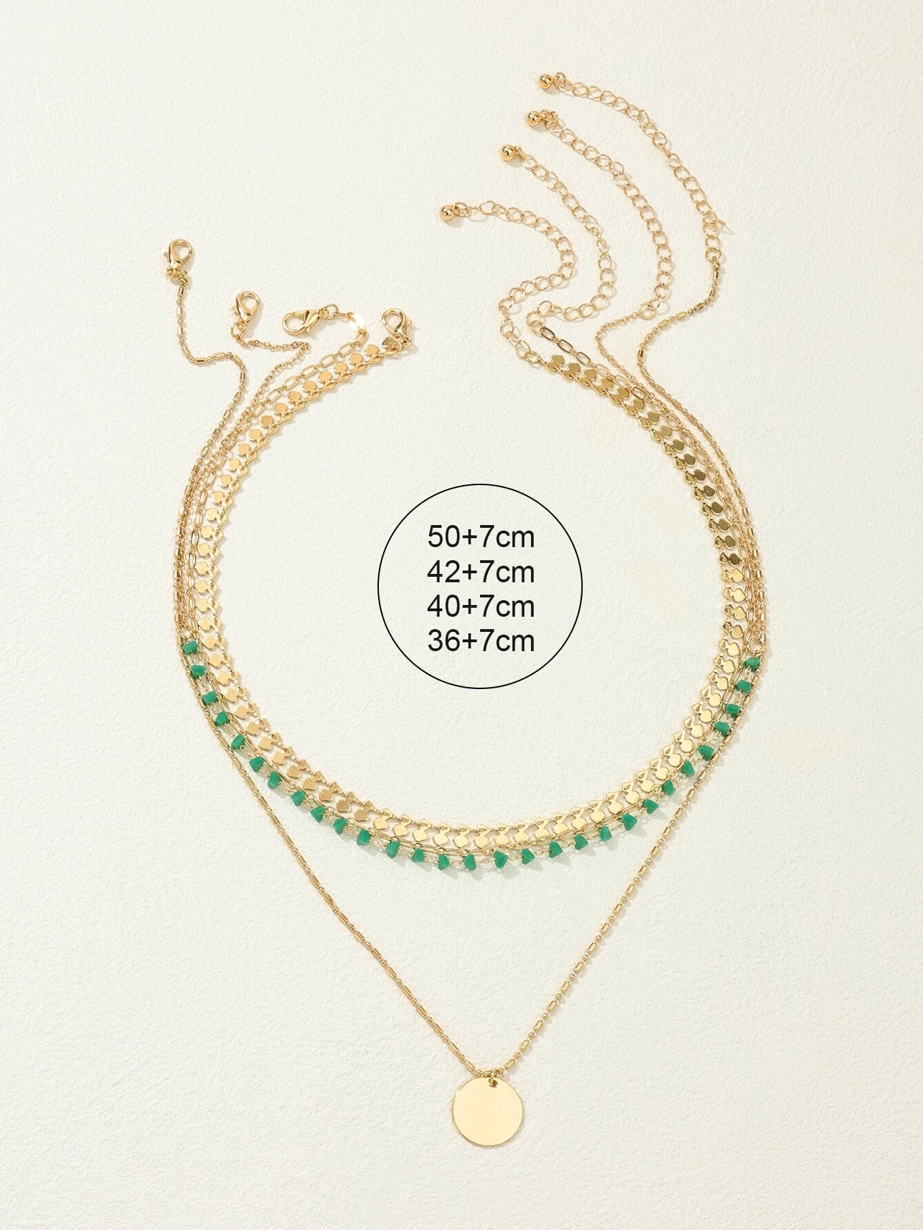 4pcs/set Fashionable Metal Bohemian Style Turquoise Pendant Necklace - Image 3