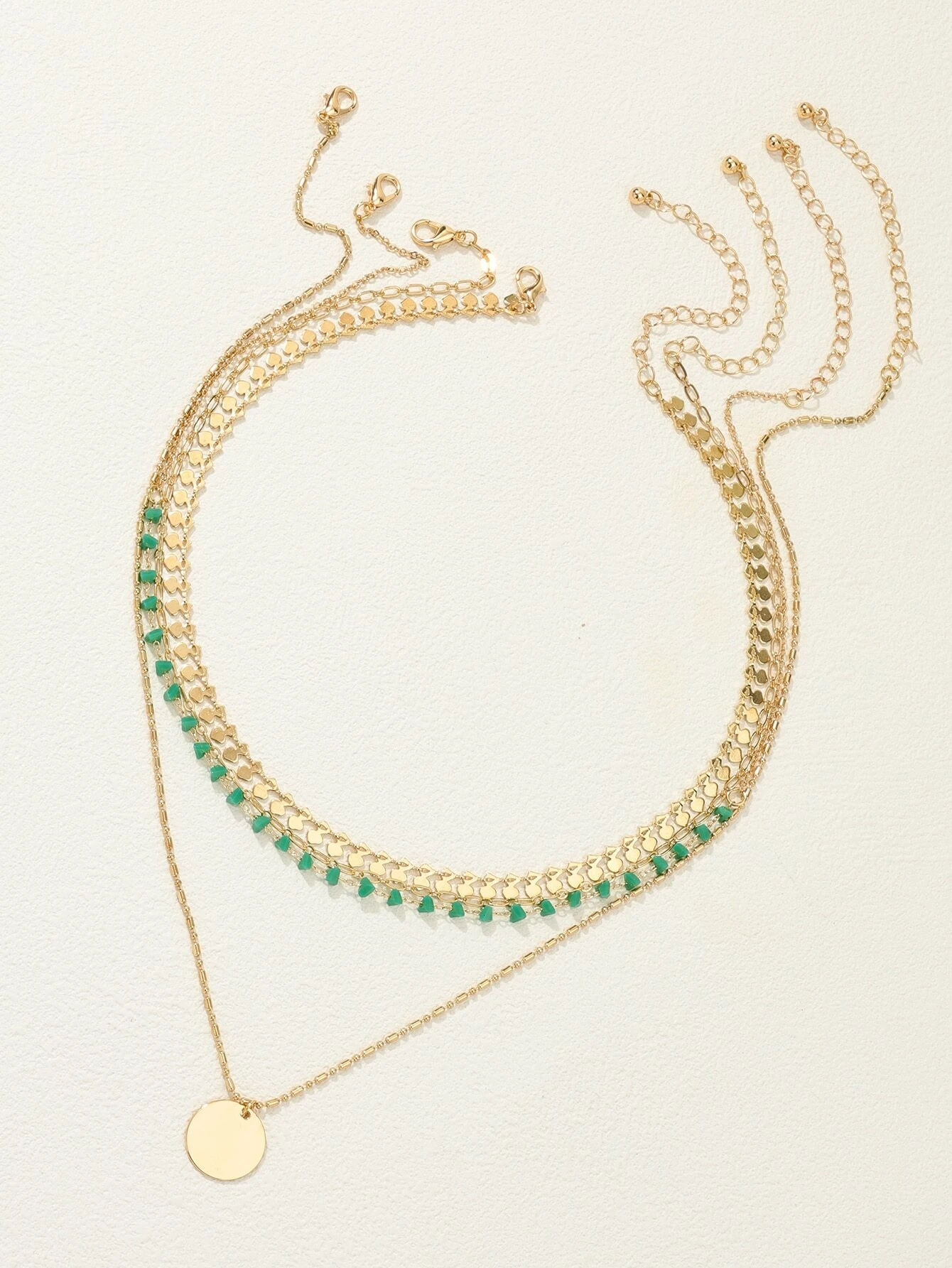 4pcs/set Fashionable Metal Bohemian Style Turquoise Pendant Necklace - Image 4