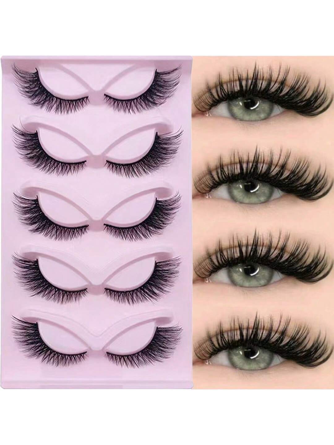 5 Pairs Cat Eye Lashes Long Lashes Cat Eye Look Wispy Lashes Eye