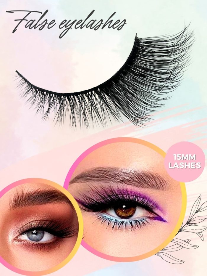 5 Pairs Full False Lashes Cat Eye Look 15mm Tail Elongated Eyelashes Fluffy Volumized Eyelashes - Image 3