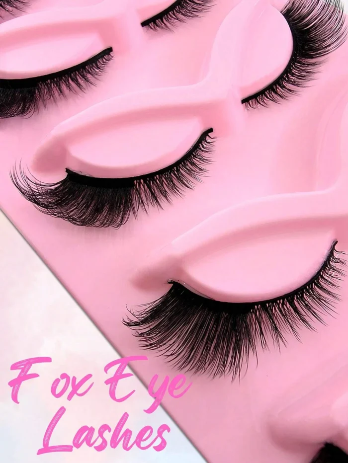 5 Pairs Full False Lashes Cat Eye Look 15mm Tail Elongated Eyelashes Fluffy Volumized Eyelashes - Image 5
