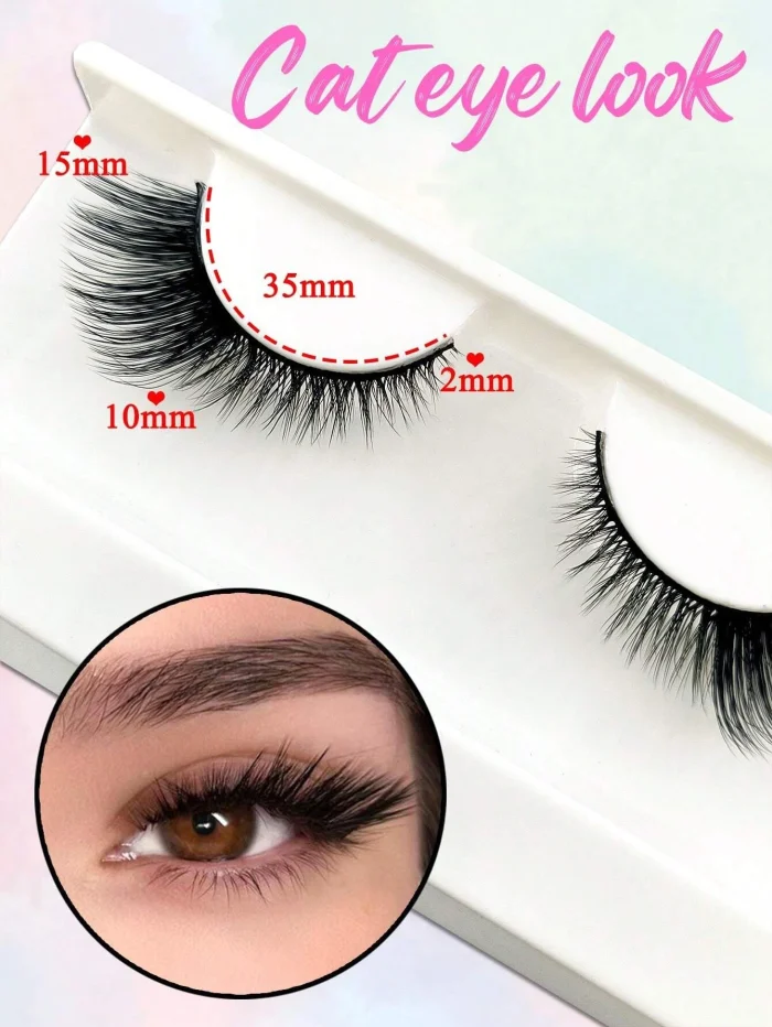5 Pairs Full False Lashes Cat Eye Look 15mm Tail Elongated Eyelashes Fluffy Volumized Eyelashes - Image 4