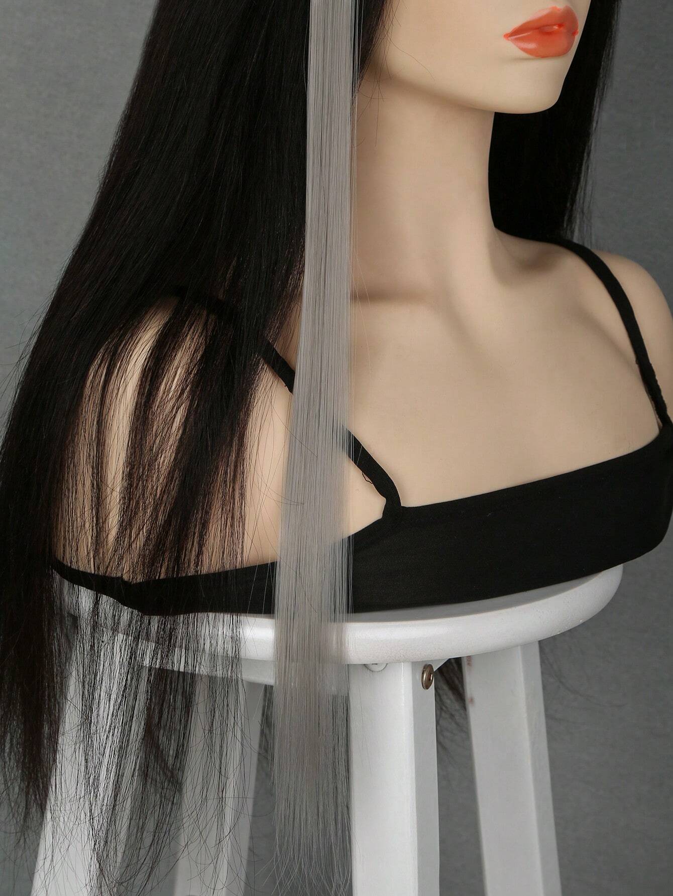 5 Pcs Colored Clip In Hair Extensions 20 Inch Long Straight Hairpieces Clip In Synthetic(Grey) - Image 3