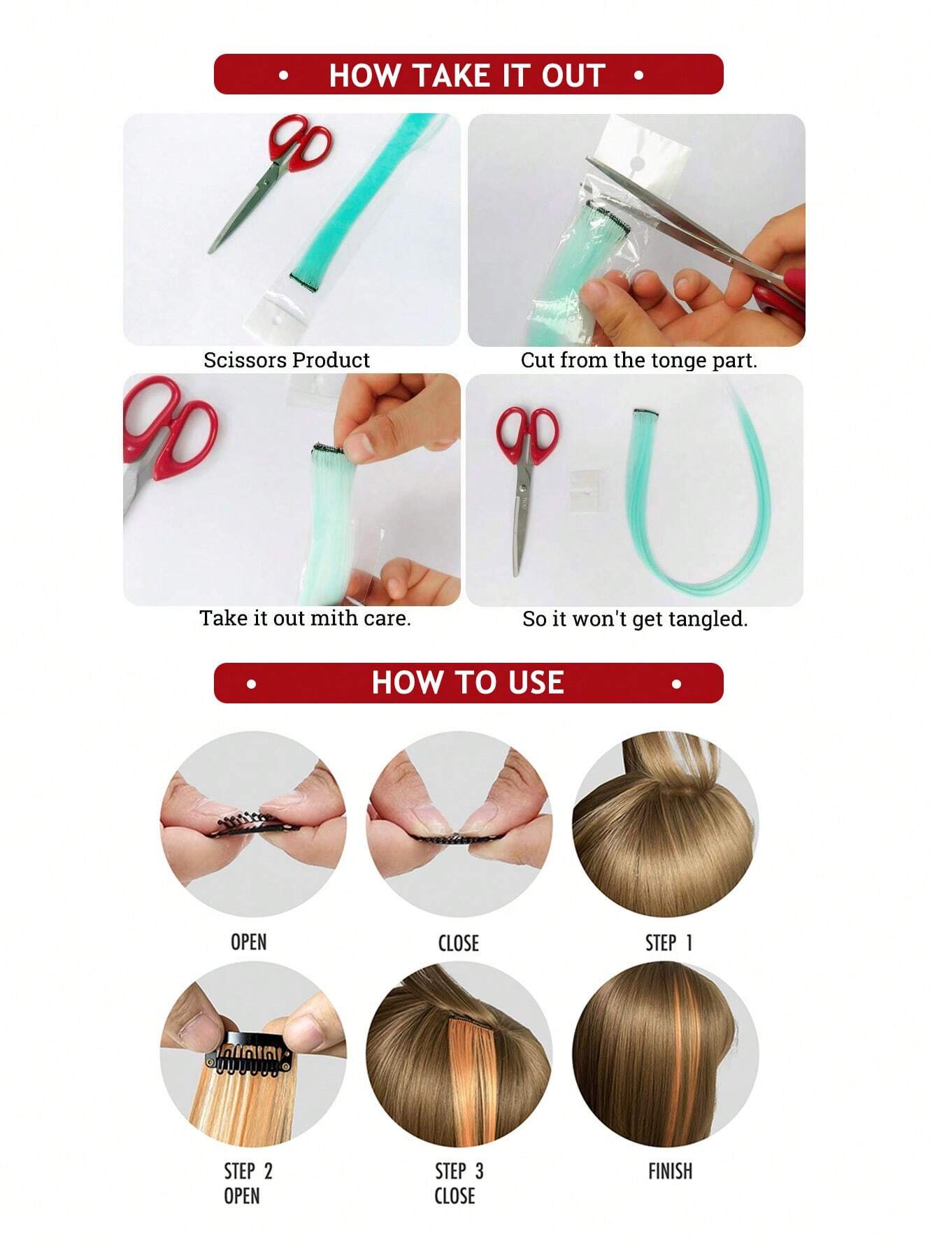 5 Pcs Colored Clip In Hair Extensions 20 Inch Long Straight Hairpieces Clip In Synthetic(Grey) - Image 7