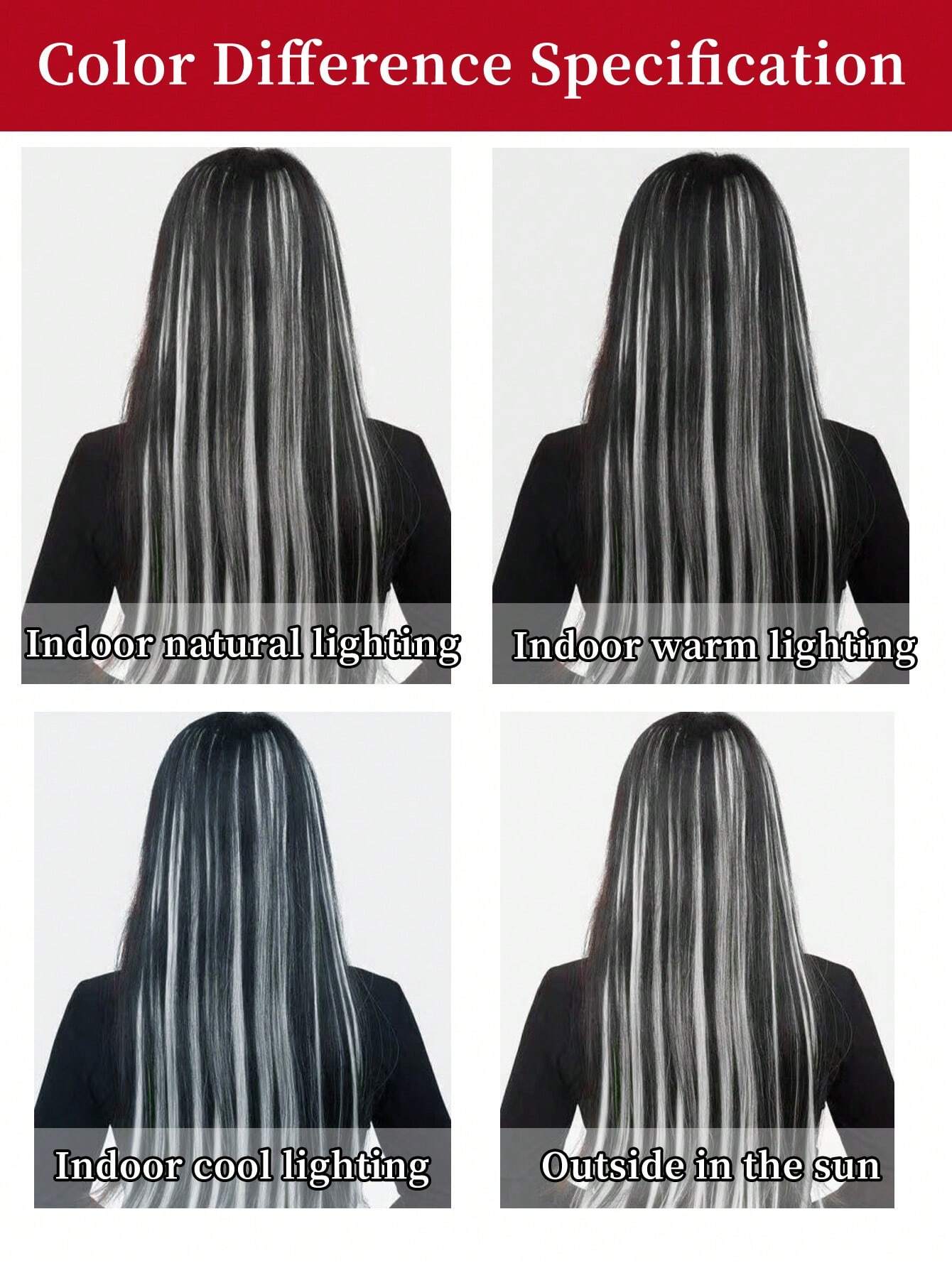 5 Pcs Colored Clip In Hair Extensions 20 Inch Long Straight Hairpieces Clip In Synthetic(Grey) - Image 9