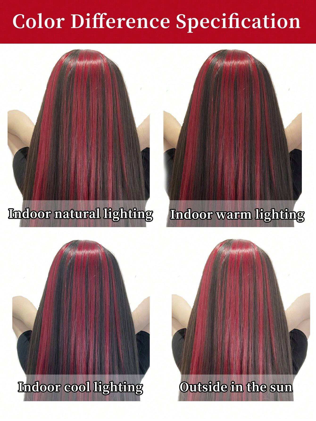 5 Pcs Colored Clip In Hair Extensions 20 Inch Long Straight Hairpieces Clip In Synthetic Burgundy - Image 8