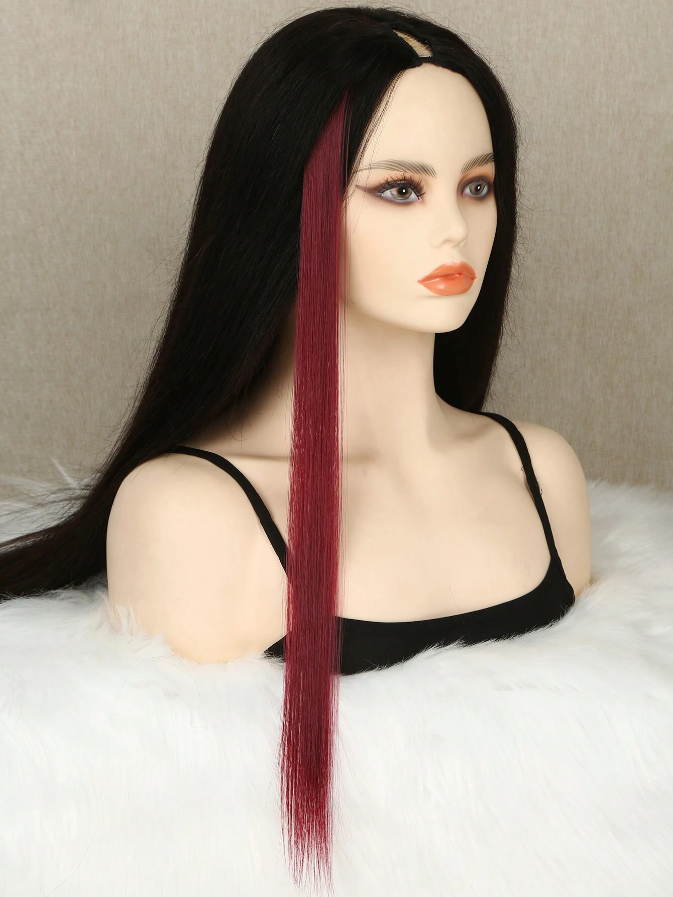 5 Pcs Colored Clip In Hair Extensions 20 Inch Long Straight Hairpieces Clip In Synthetic Burgundy - Image 3