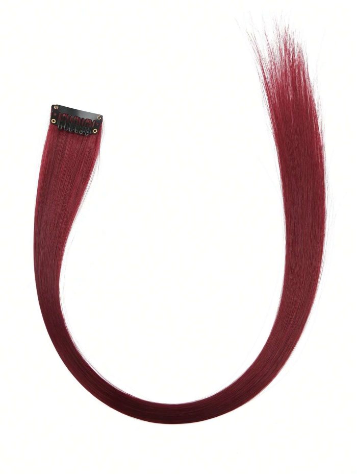 5 Pcs Colored Clip In Hair Extensions 20 Inch Long Straight Hairpieces Clip In Synthetic Burgundy - Image 7