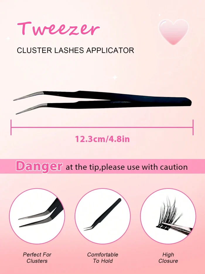 60Pcs Self Adhesive Individual Cluster Lashes Kit 8-16mm DIY Lash Extension Set With Tweezers And Lash Clurler C Curl Press On Segmented Lashes No Glue Needed Spikes Eyelashes - Image 7
