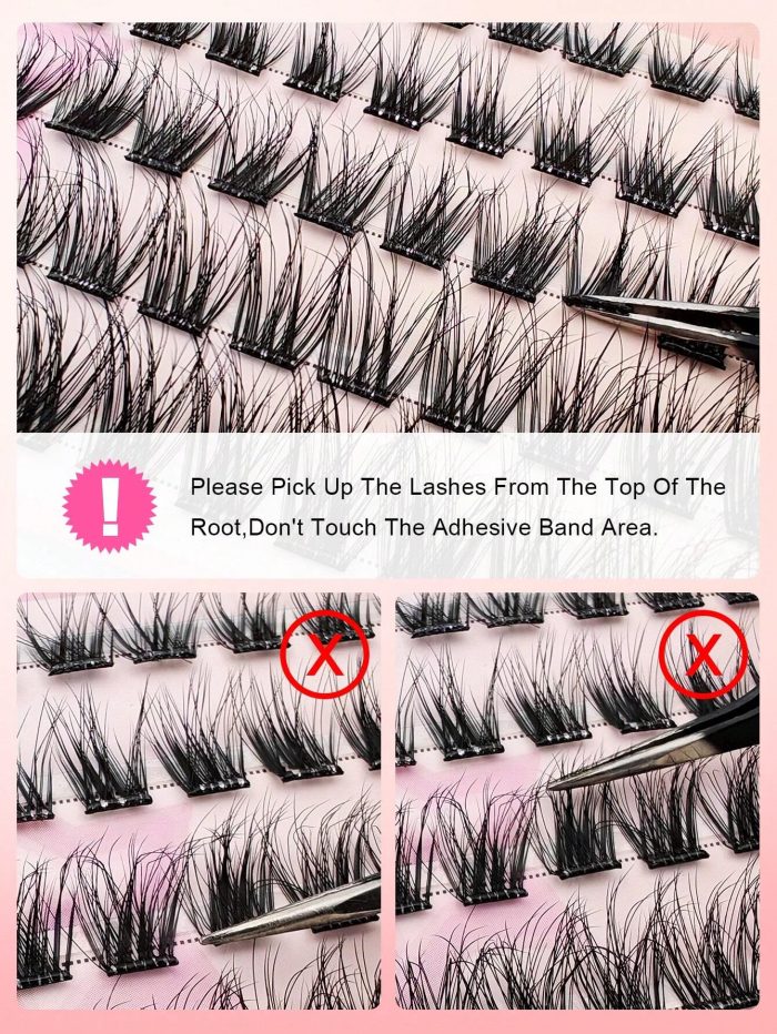 60Pcs Self Adhesive Individual Cluster Lashes Kit 8-16mm DIY Lash Extension Set With Tweezers And Lash Clurler C Curl Press On Segmented Lashes No Glue Needed Spikes Eyelashes - Image 8