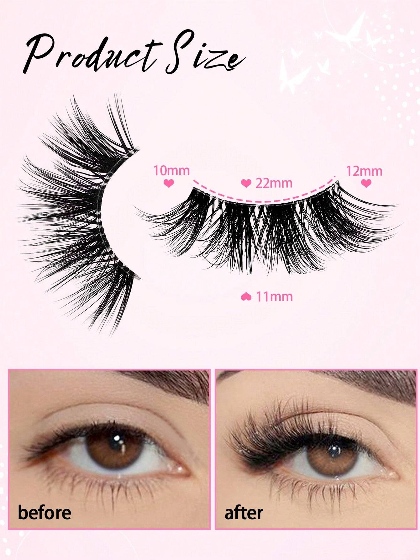 7 Pairs Half Lashes Cat Eye With Clear Band Wispy False Eyelashes Natural Look 3/4 Corner Lashes Short Accent Lashes With Transparent Band - Image 4