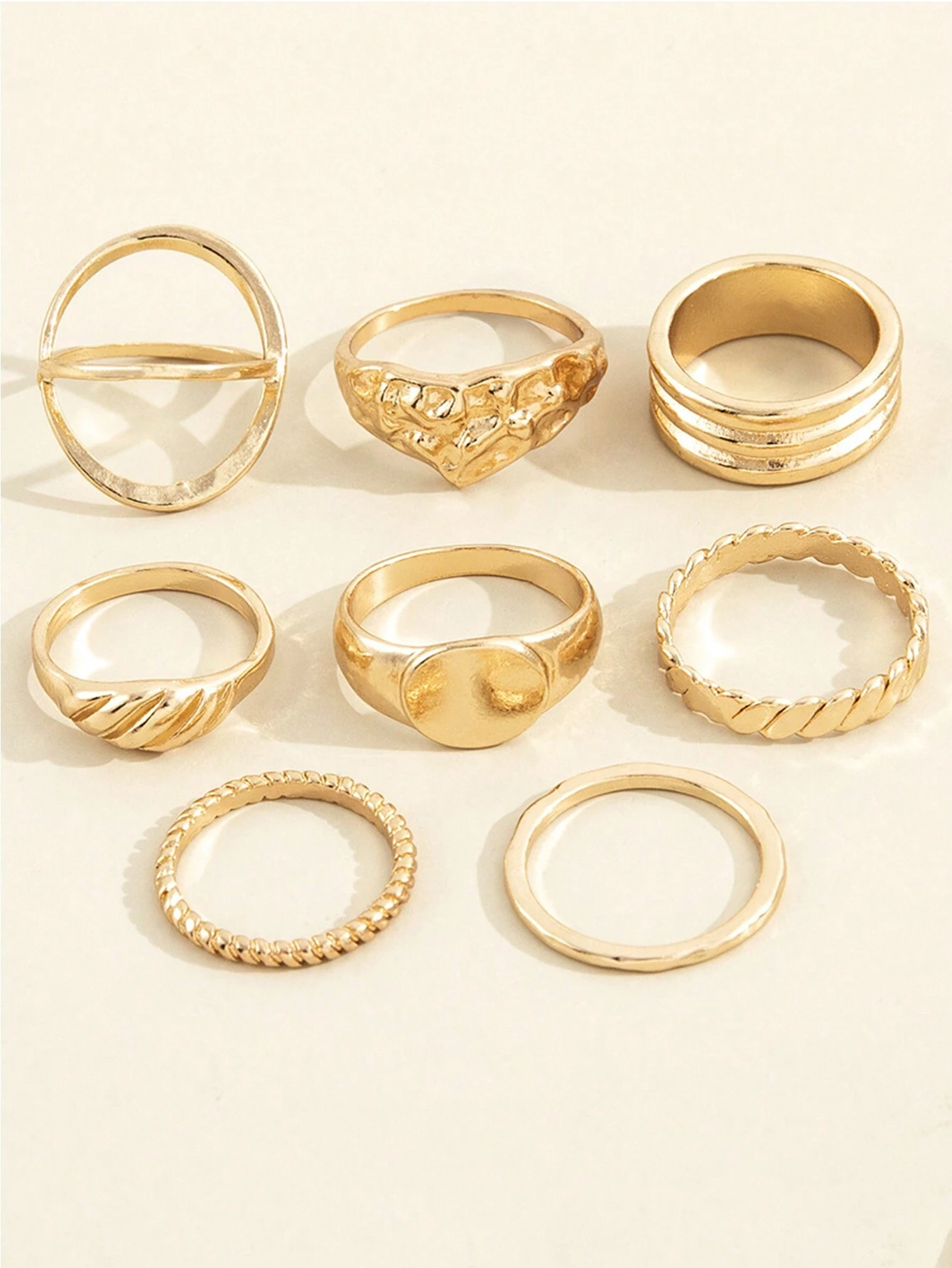 8pcs/Set Asymmetrical Metal Joint Rings, European And American Personality Simple Fashion Ring Set - Image 5
