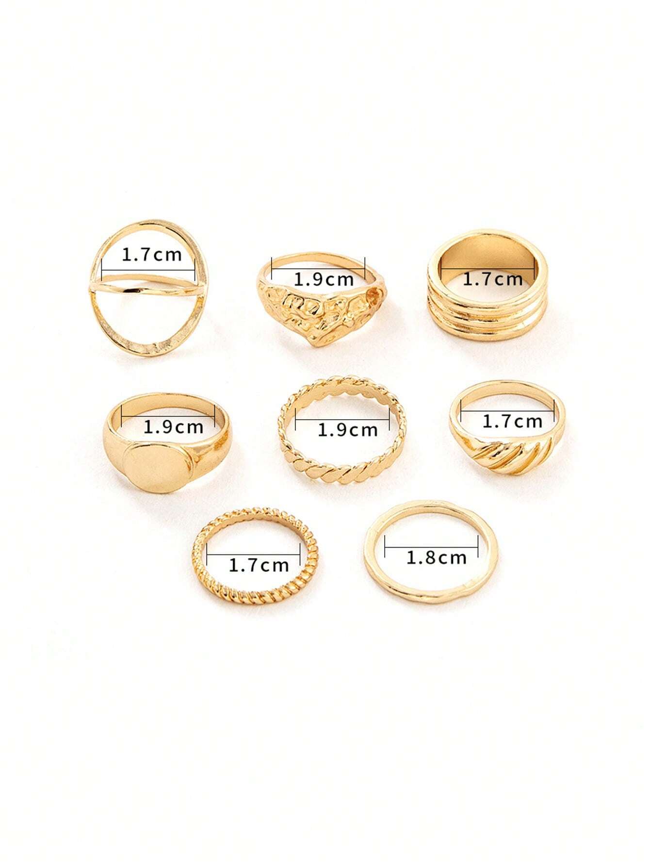 8pcs/Set Asymmetrical Metal Joint Rings, European And American Personality Simple Fashion Ring Set - Image 6