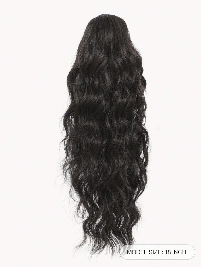 Claw Clip Ponytail Extension Water Wave Fake Faux Jaw Hairpiece 18inch Hair Piece Black Brown High Pony Tails - Image 2