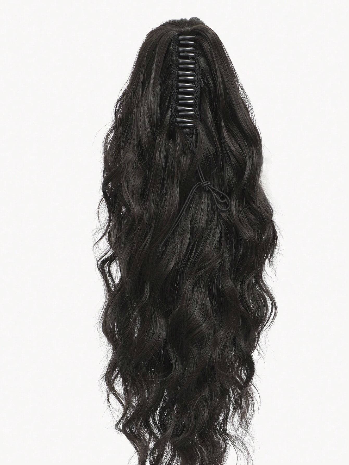 Claw Clip Ponytail Extension Water Wave Fake Faux Jaw Hairpiece 18inch Hair Piece Black Brown High Pony Tails - Image 3