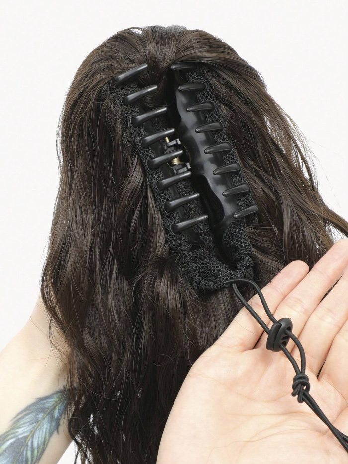 Claw Clip Ponytail Extension Water Wave Fake Faux Jaw Hairpiece 18inch Hair Piece Black Brown High Pony Tails - Image 4