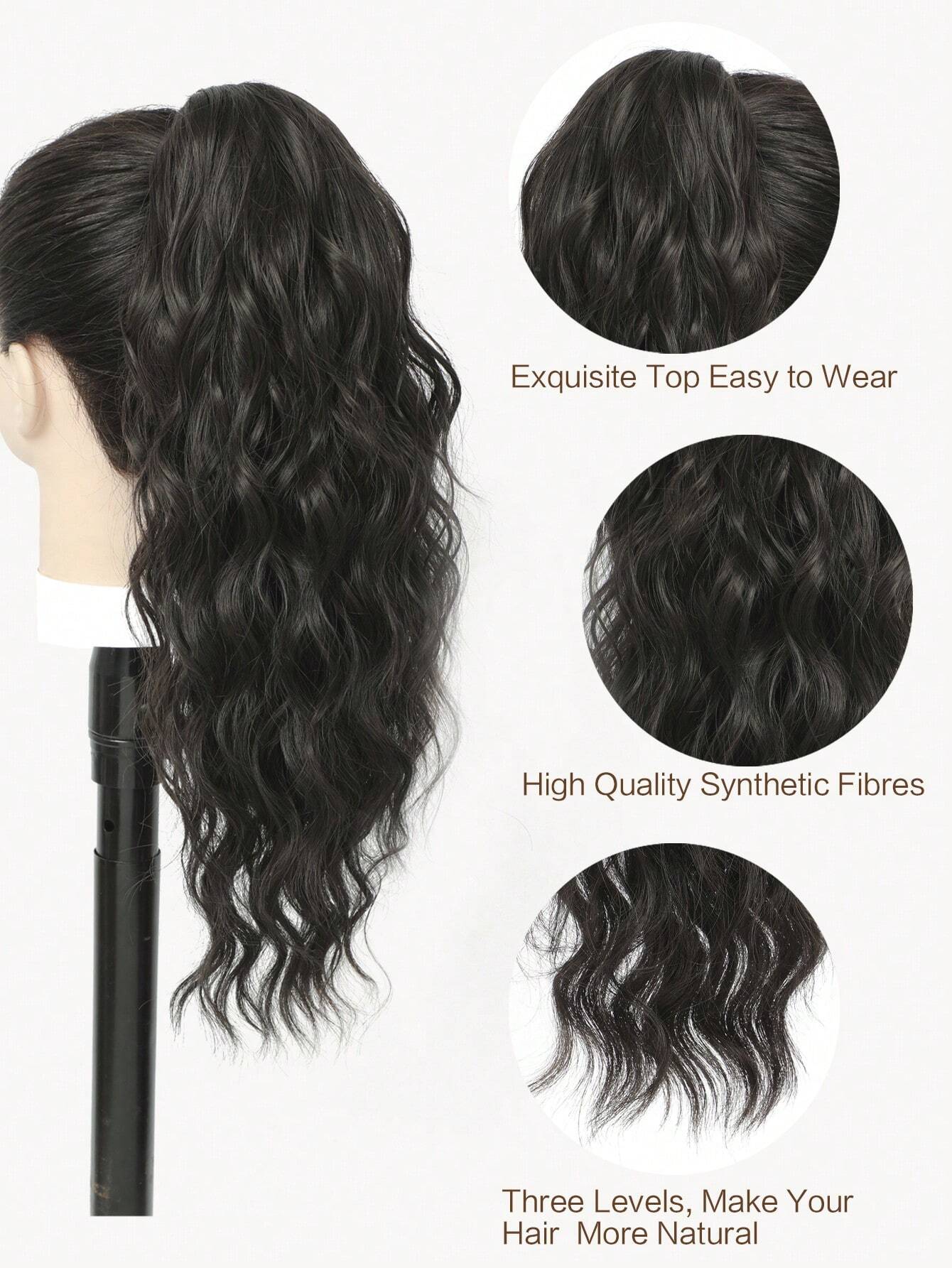 Claw Clip Ponytail Extension Water Wave Fake Faux Jaw Hairpiece 18inch Hair Piece Black Brown High Pony Tails - Image 6