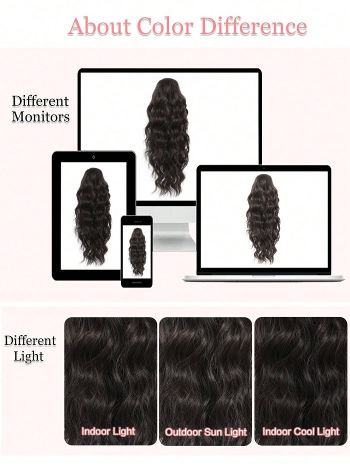 Claw Clip Ponytail Extension Water Wave Fake Faux Jaw Hairpiece 18inch Hair Piece Black Brown High Pony Tails - Image 8