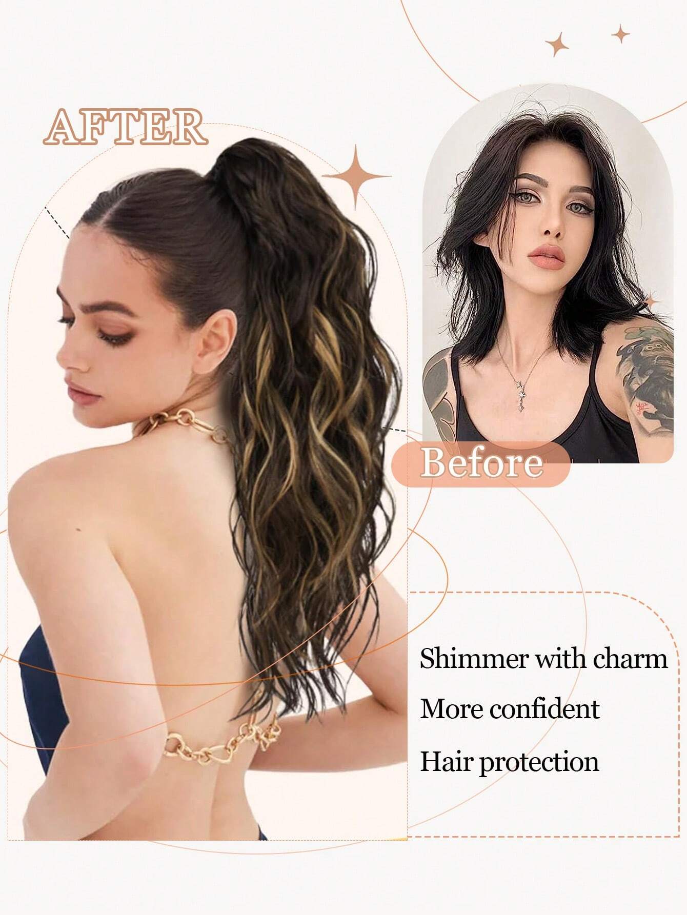 Claw Clip Ponytail Extension Water Wave Fake Faux Jaw Hairpiece 18inch Hair Piece Black Brown High Pony Tails - Image 7