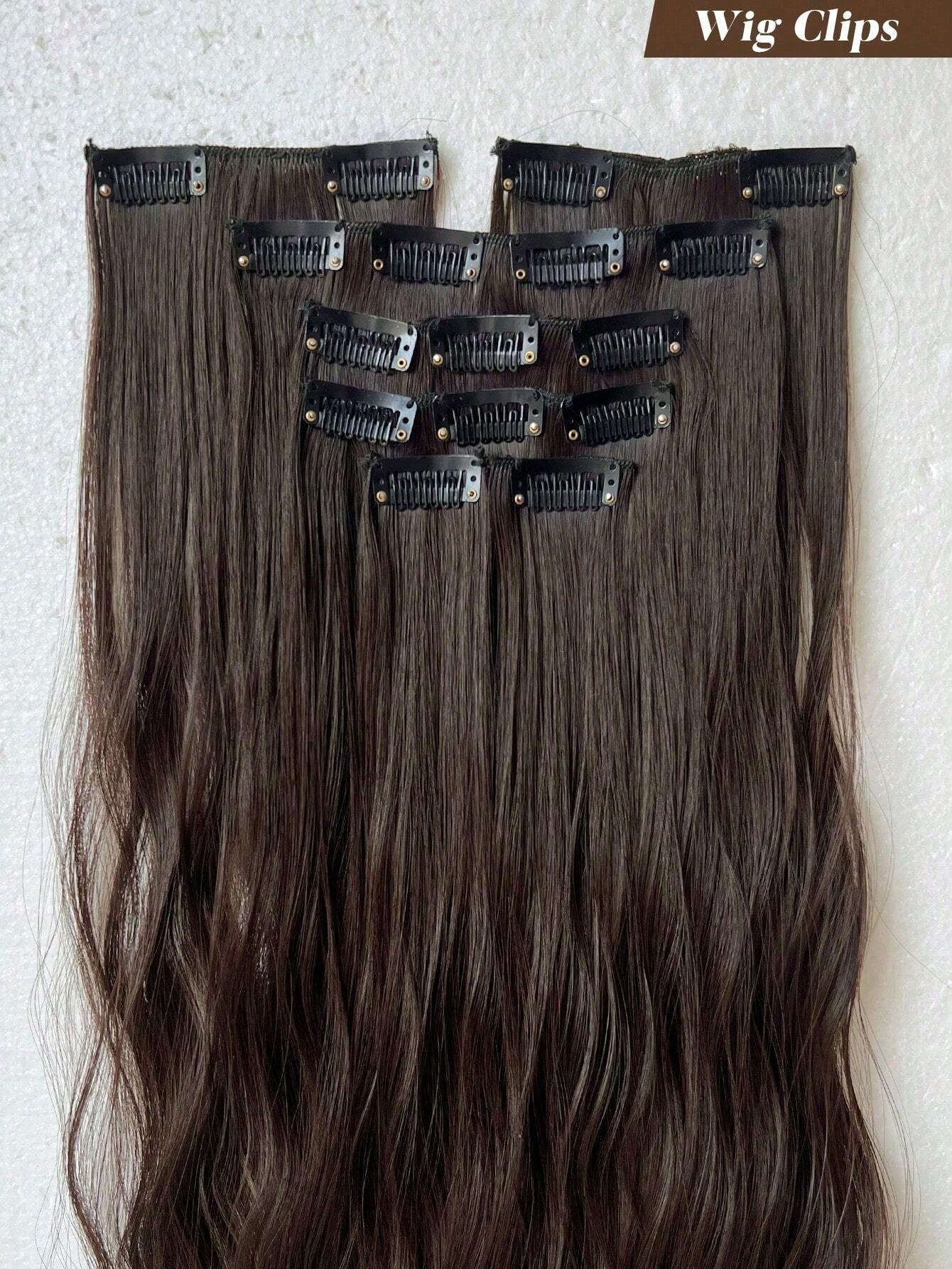 Clip In Hair Extensions Brown Color 16 CLips 24 Inch Long Water Wave Hair Extension For Girl Women Full Head Synthetic Hair Extensions Hairpieces - Image 5