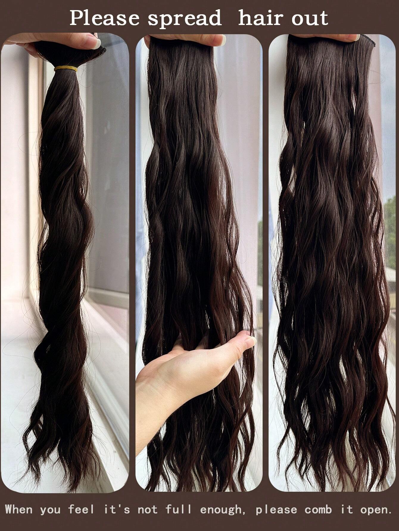 Clip In Hair Extensions Brown Color 16 CLips 24 Inch Long Water Wave Hair Extension For Girl Women Full Head Synthetic Hair Extensions Hairpieces - Image 6