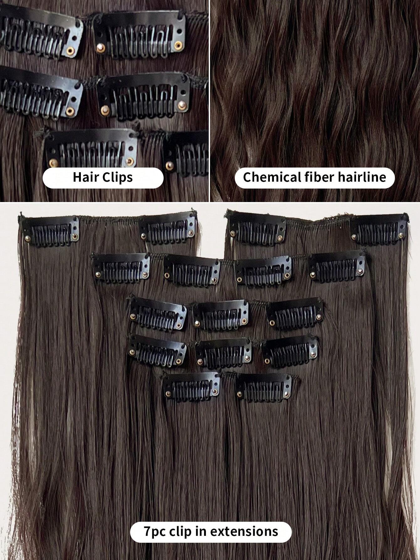Clip In Hair Extensions Brown Color 16 CLips 24 Inch Long Water Wave Hair Extension For Girl Women Full Head Synthetic Hair Extensions Hairpieces - Image 7