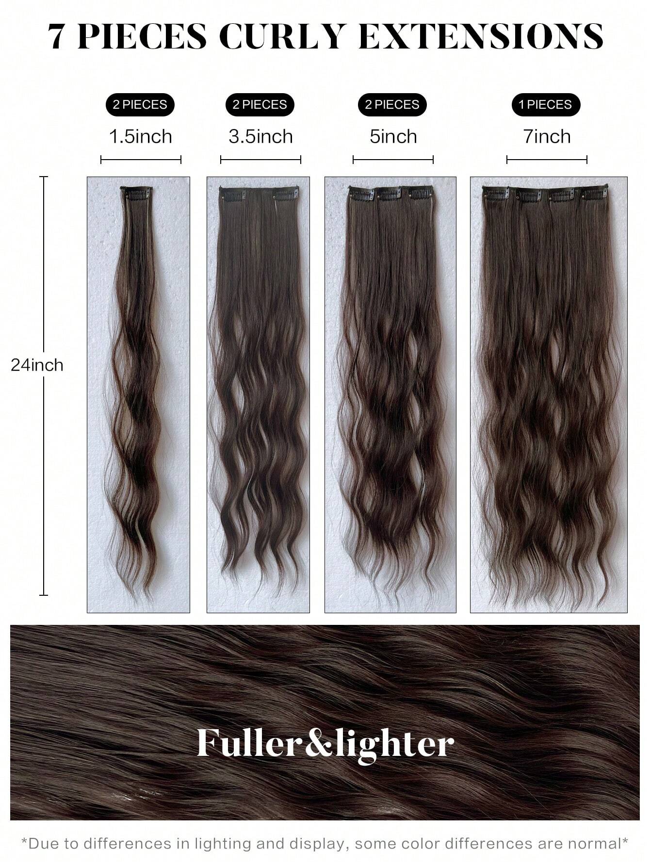 Clip In Hair Extensions Brown Color 16 CLips 24 Inch Long Water Wave Hair Extension For Girl Women Full Head Synthetic Hair Extensions Hairpieces - Image 8