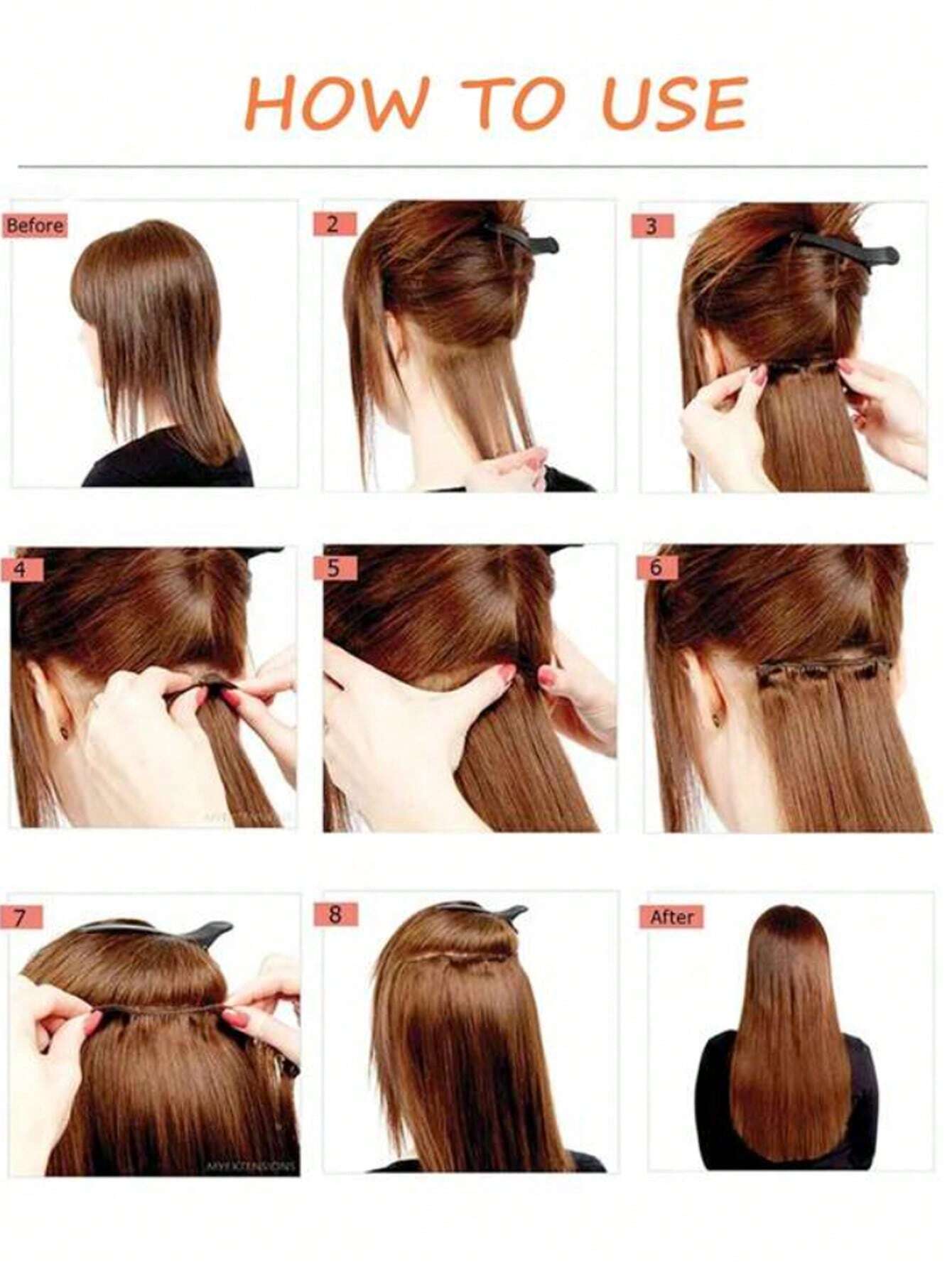 Clip In Hair Extensions Brown Color 16 CLips 24 Inch Long Water Wave Hair Extension For Girl Women Full Head Synthetic Hair Extensions Hairpieces - Image 9