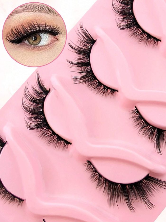 False Eyelashes 5 Pairs 18mm Cat Eye Volumized Eyelashes Fluffy - Image 2